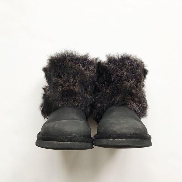 UGG black Ellie fur cuffed boots GUC size 2 youth - Picture 4 of 6